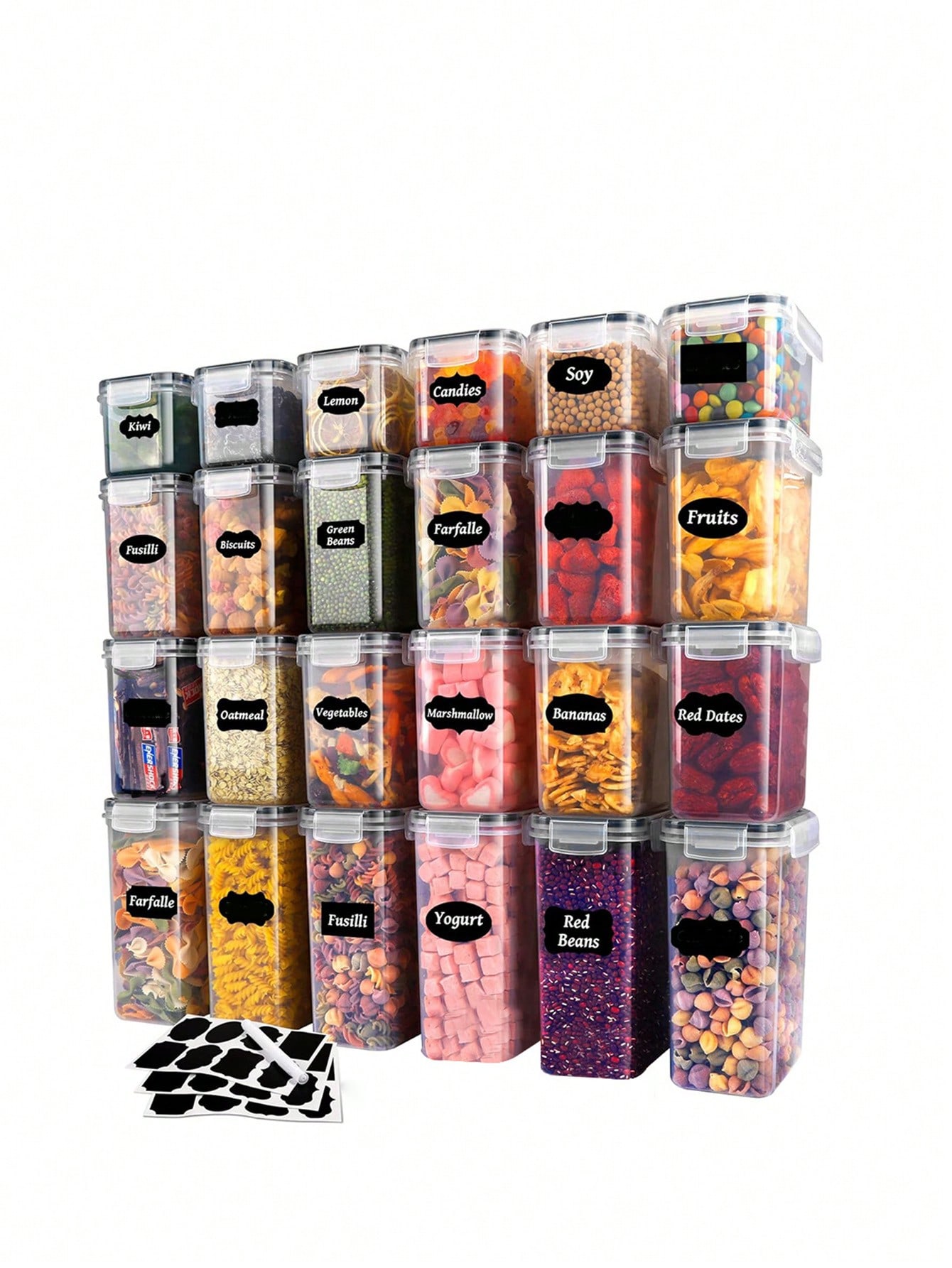 ชุดกล่องเก็บอาหารแบบมีฝาปิด 48 - Food Storage Labels บทวิจารณ์และราคา