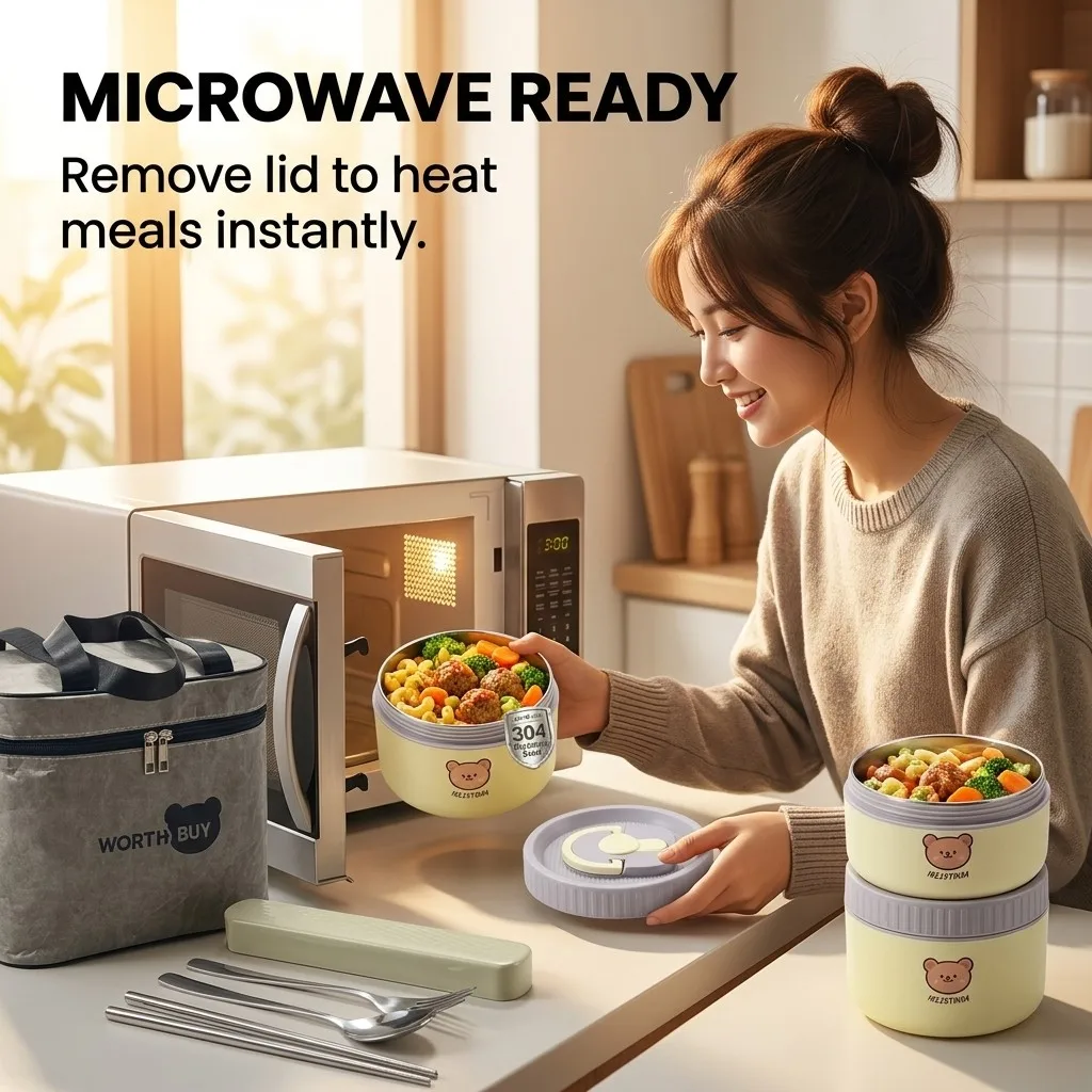 กล่องข้าวสแตนเลส 304 เก็บอุณหภ - Food Storage Oven Safe บทวิจารณ์และราคา